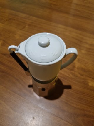 Caffettiera in ceramica e metallo vintage anni '80