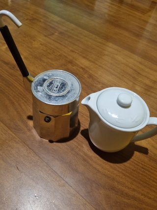 Caffettiera in ceramica e metallo vintage anni '80