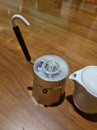 Caffettiera in ceramica e metallo vintage anni '80