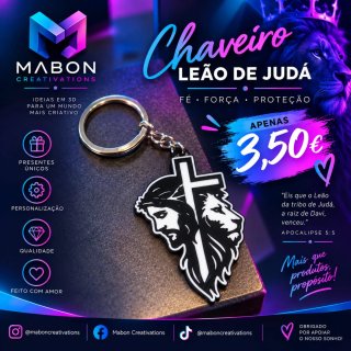 Chaveiro Leão de Judá Cruz Jesus