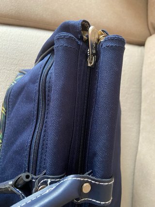 MALETA DE MANO A CUADROS AZUL Y VERDE