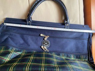 MALETA DE MANO A CUADROS AZUL Y VERDE
