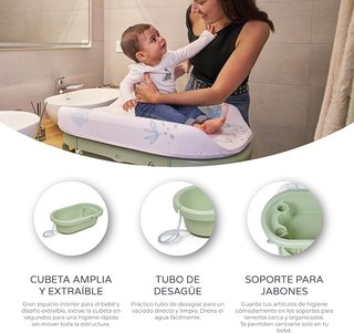 Cambiador Bañera Bebé Plegable Verde