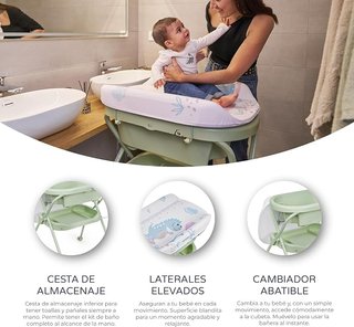 Cambiador Bañera Bebé Plegable Verde