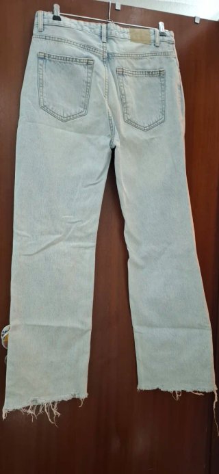 Calças Ganga Pull&Bear Azul Claro Desfiadas