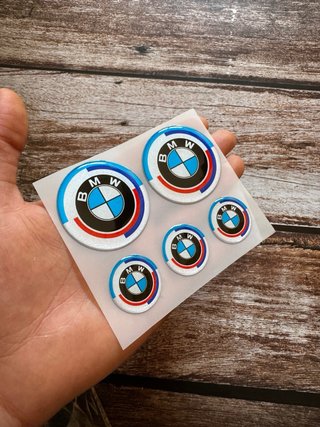 5 EMBLEMAS BMW GEL 3D “50th ANIVERSARIO” MOTO LOGO