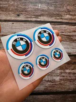 5 EMBLEMAS BMW GEL 3D “50th ANIVERSARIO” MOTO LOGO