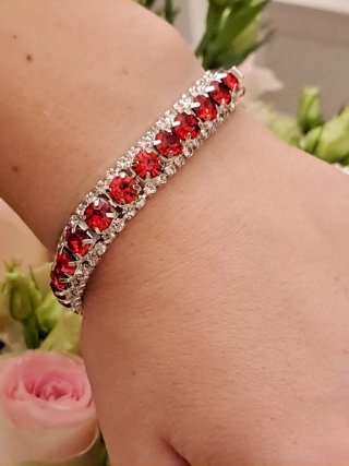 Braccialetto Argento S925 con Zirconi Rossi