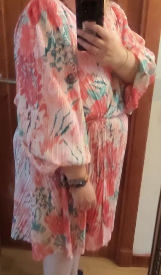Vestido H&M floral plisado manga larga