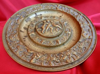 ANTIGUO PLATO BRONCE PETITORIO QUERUBINES LIMOSNA