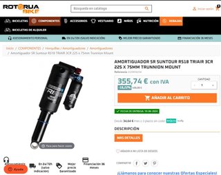 Suspensión MTB SR Suntour RS18 Triair nueva