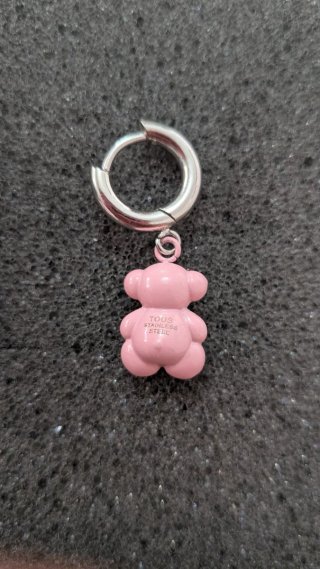Pendientes oso Tous rosa y aro plateado