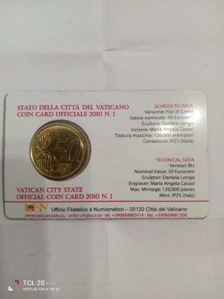 Divisionale FDC 2010 Vaticano + Coincard