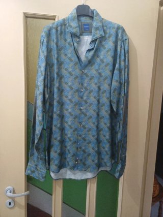 Camicia uomo antonelli stampa blu/beige M