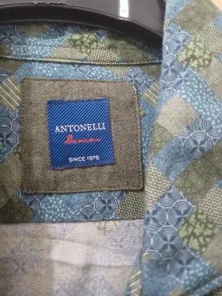 Camicia uomo antonelli stampa blu/beige M