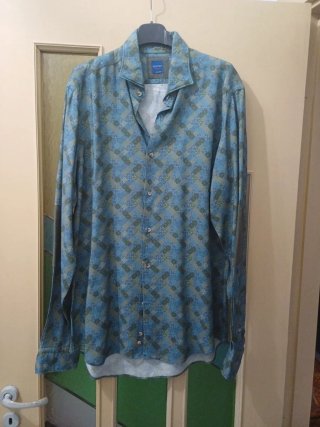 Camicia uomo antonelli stampa blu/beige M