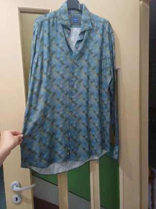 Camicia uomo antonelli stampa blu/beige M