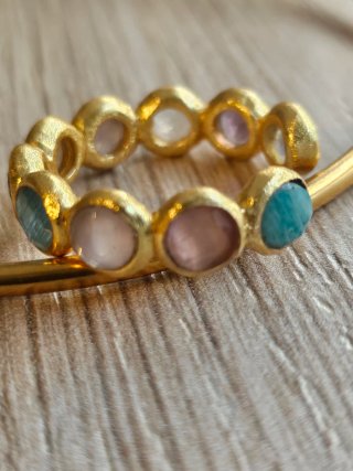 Anillo ajustable piedras semipreciosas oro