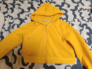 Sudadera amarilla corta con cremallera de shein
