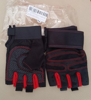Guantes de gimnasio hombre negros y rojos XL