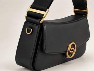 Borsa a spalla Stella McCartney S-Wave Nero Oro
