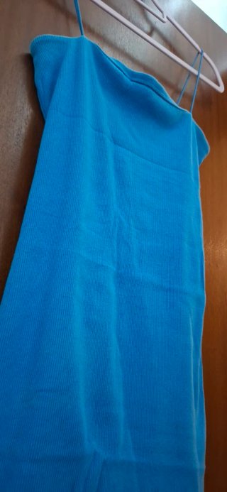 Vestido Tubinho Azul Elétrico Alças Finas
