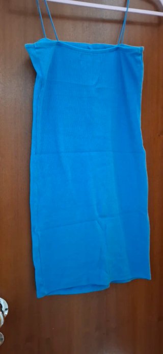 Vestido Tubinho Azul Elétrico Alças Finas