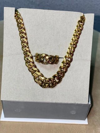 Conjunto Cubano Pulsera + Anillo Dorado