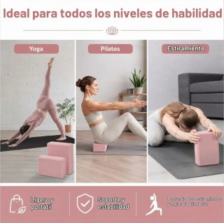 2 Bloques de Yoga Rosa
