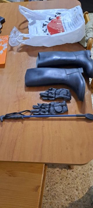 Botas de montar y látigo