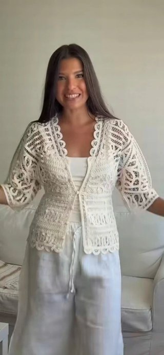 Top Crochet Zara T/XS Blanco
