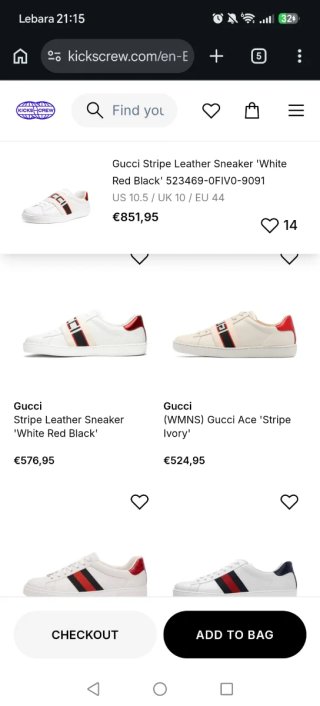Zapatillas Gucci Ace stripe ivory 42