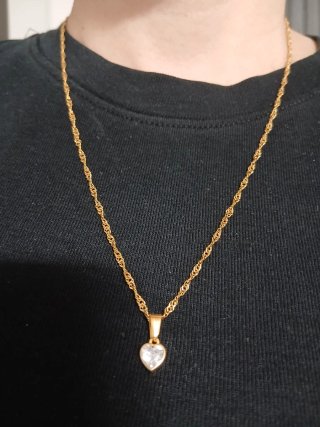 Collar y colgante corazón baño oro