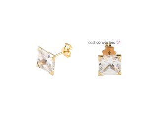 pendientes oro 18k con piedra con circonita