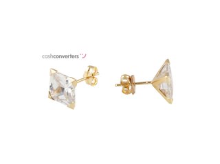 pendientes oro 18k con piedra con circonita