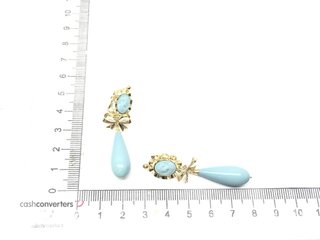 pendientes oro 18k con piedra con turquesa
