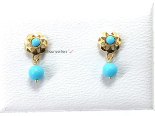 pendientes oro 18k con piedra con turquesa