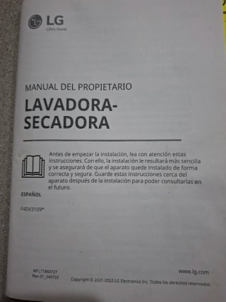Lavadora Secadora LG 9/6kg 3 años