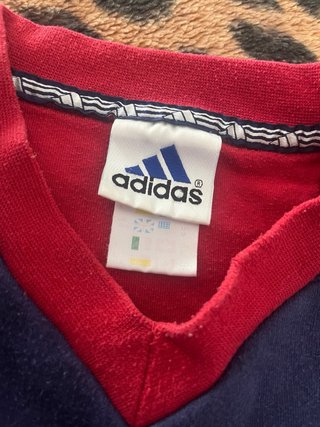 Sudadera Adidas Vintage 90s Azul y Roja