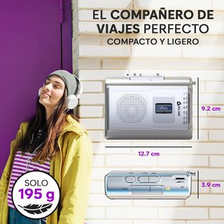 KLIM K8 Cassette Radio AM-FM Grabación 3,5mm GRIS