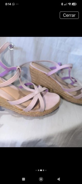 Sandalias cuña verano beige/rosa talla 38