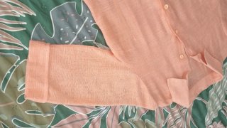 Camisa Blusa Vintage Salmón Manga Francesa Talla S