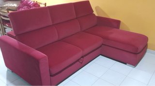 Divano angolare tessuto bordeaux