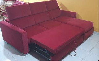 Divano angolare tessuto bordeaux