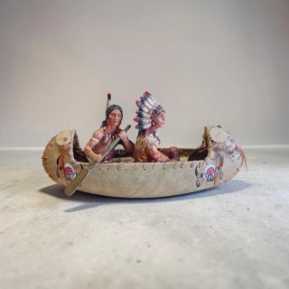 Modellino canoa cuoio nativi americani 35cm