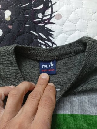 Maglione Ralph Lauren L righe grigio/verde