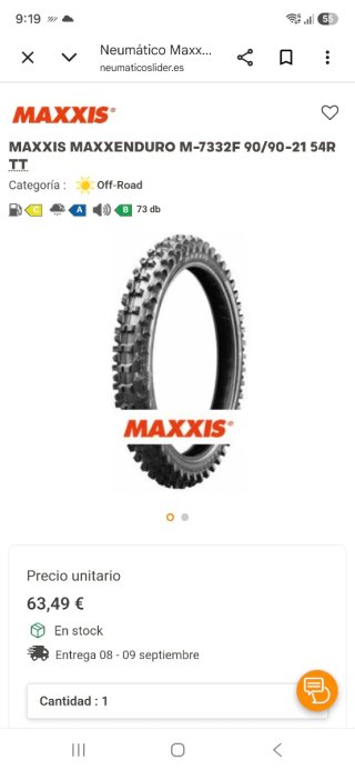 Neumático Maxxis Maxx Enduro 90/90/21