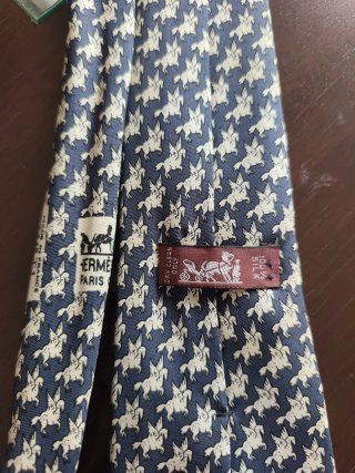 Corbata Hermes Pegaso Azul Beige