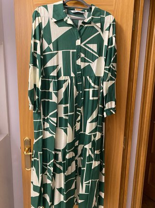 Vestido Zara Verde Estampado Midi