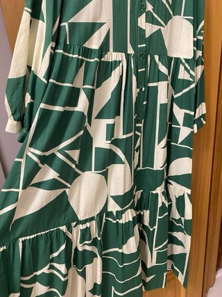 Vestido Zara Verde Estampado Midi